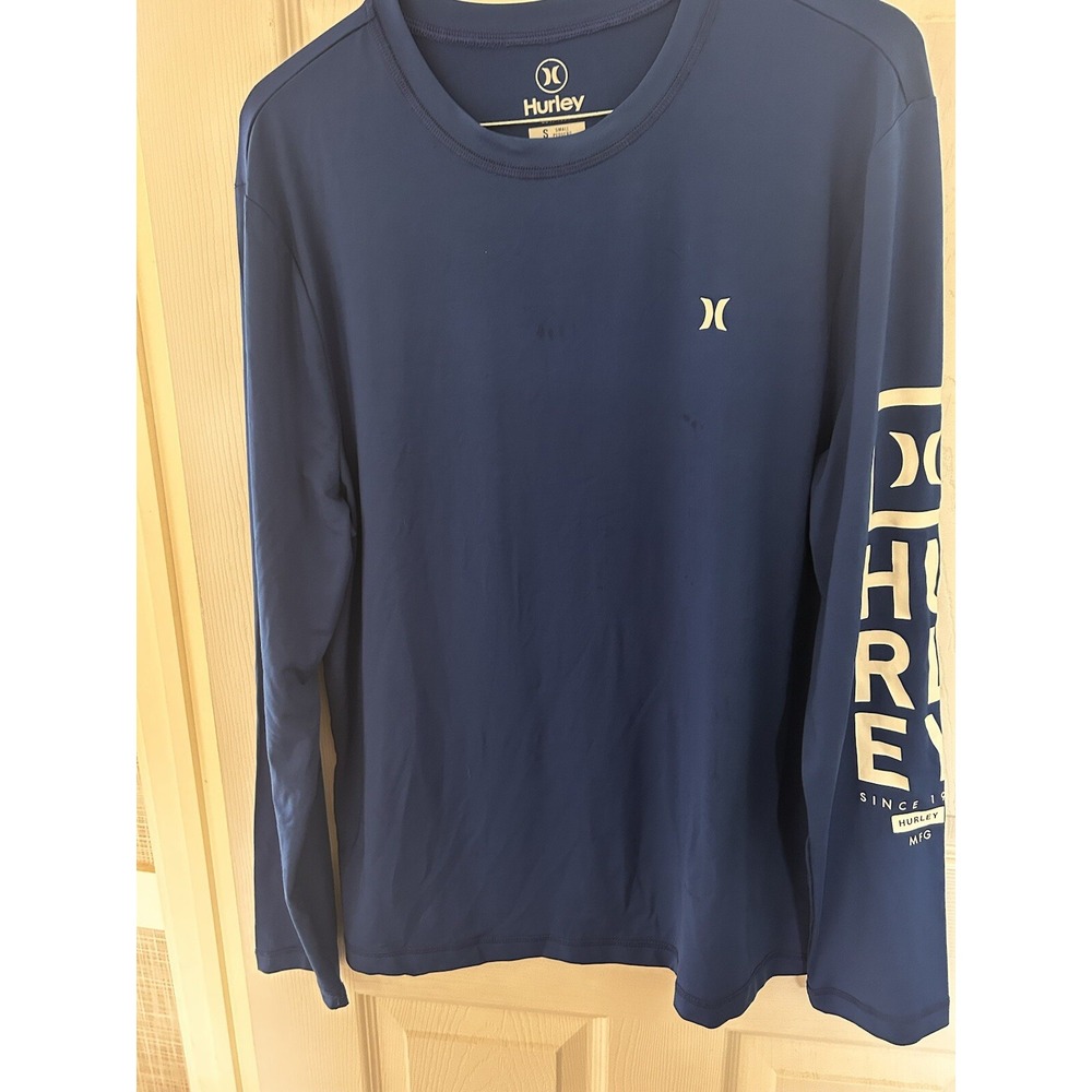 Hurley Royal Blue Long Sleeve Crew Neck Polyester/Spandex Men's Small Logo‎ BxG